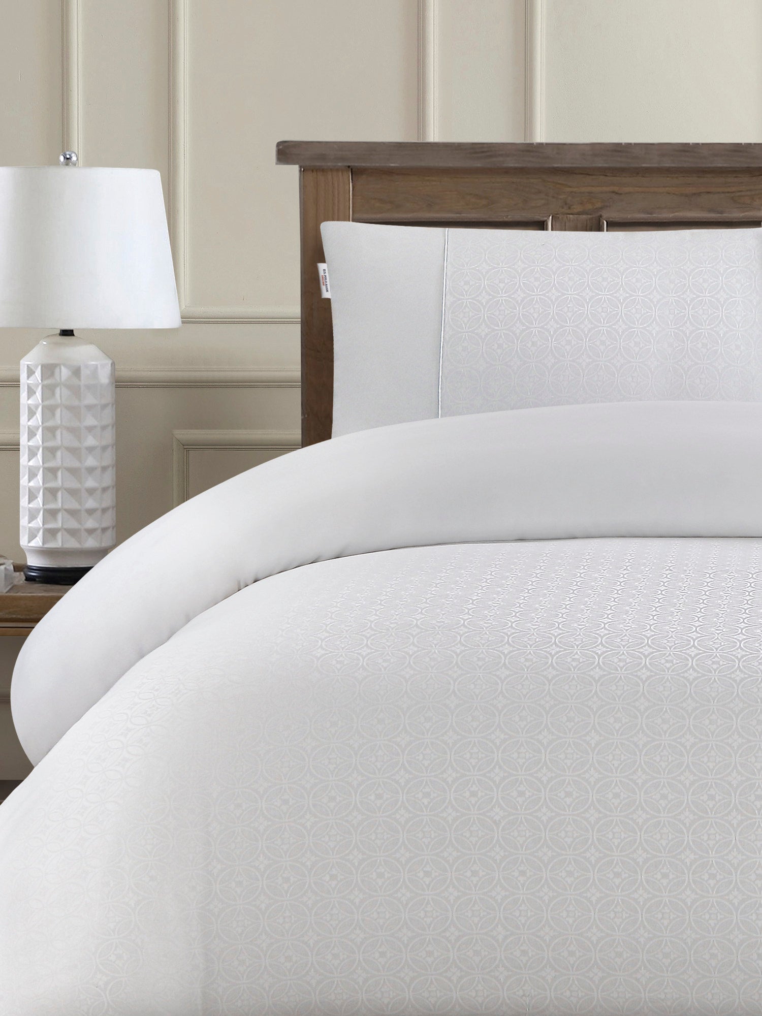Pure Cotton Jacquard Duvet Set Bright White