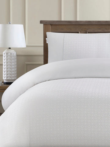 Pure Cotton Jacquard Duvet Set Bright White
