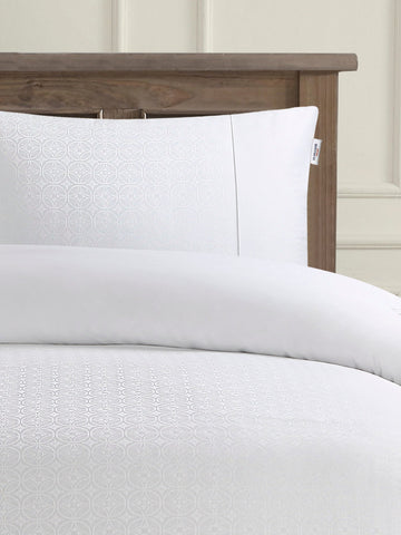 Pure Cotton Jacquard Duvet Set Bright White