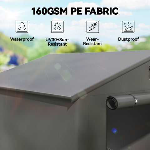 Outsunny 8 x 6 ft Outdoor Garden Storage Shed, Waterproof Bike Tent with Roll-Up Zipper Door, Dark Grey