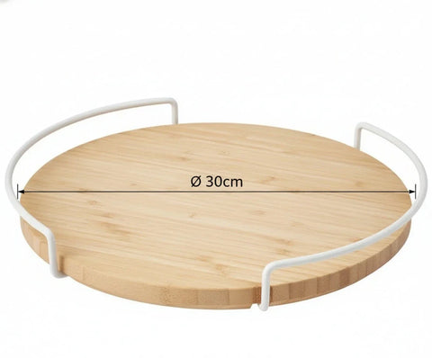 30cm Lazy Susan Wooden Spice Rack - 360-Degree Rotating Organizer
