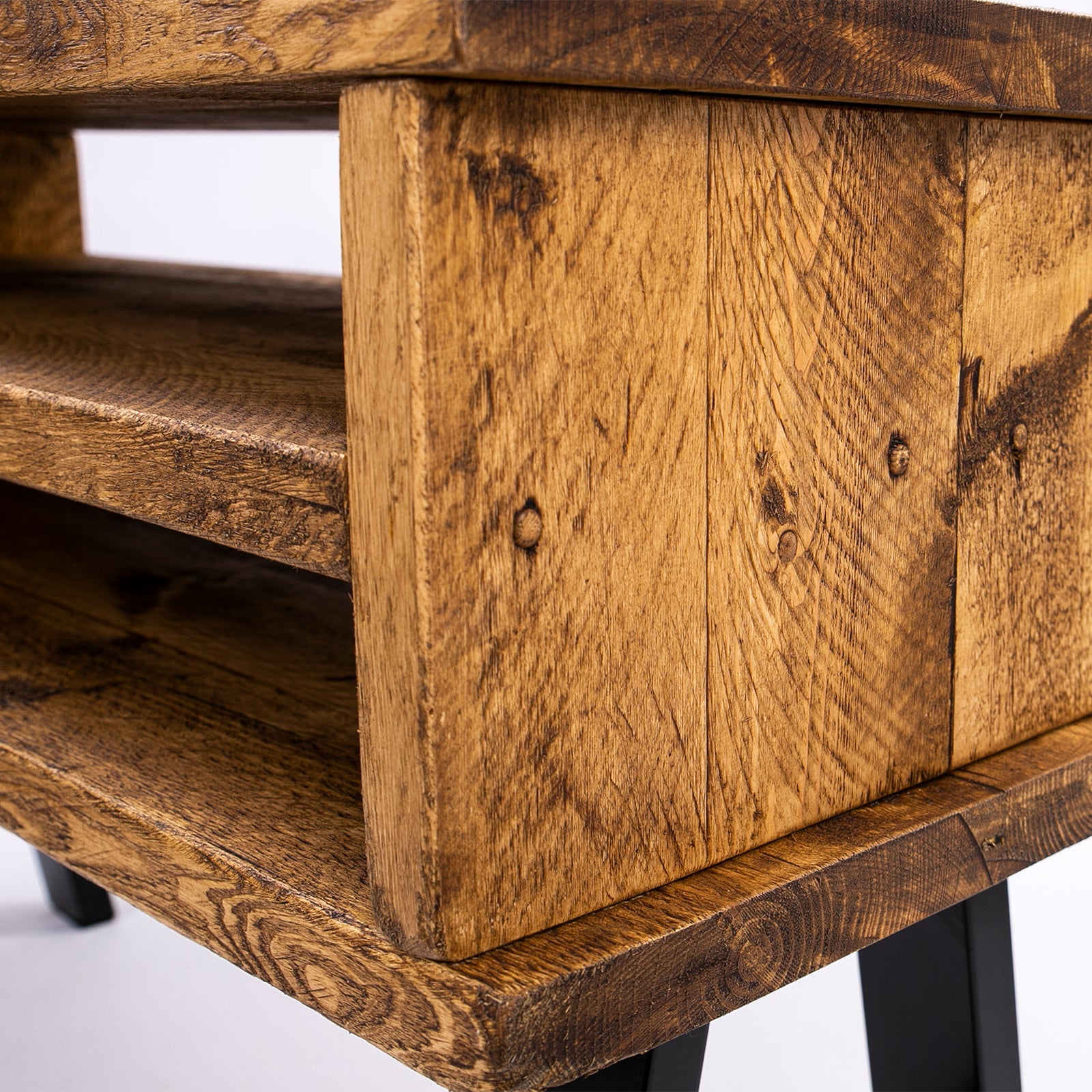 Handmade Rustic TV Stand with Black Metal Legs