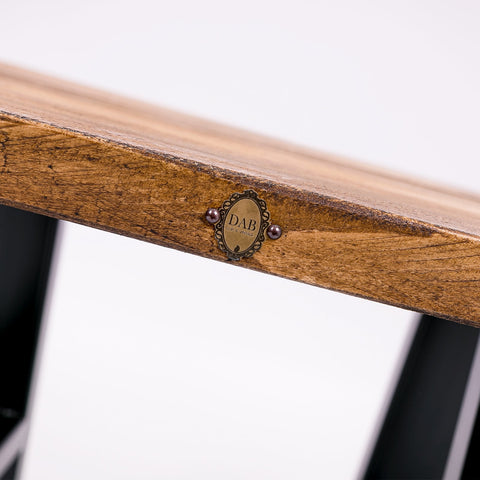 Handmade Solid Wooden Stool with Steel Legs