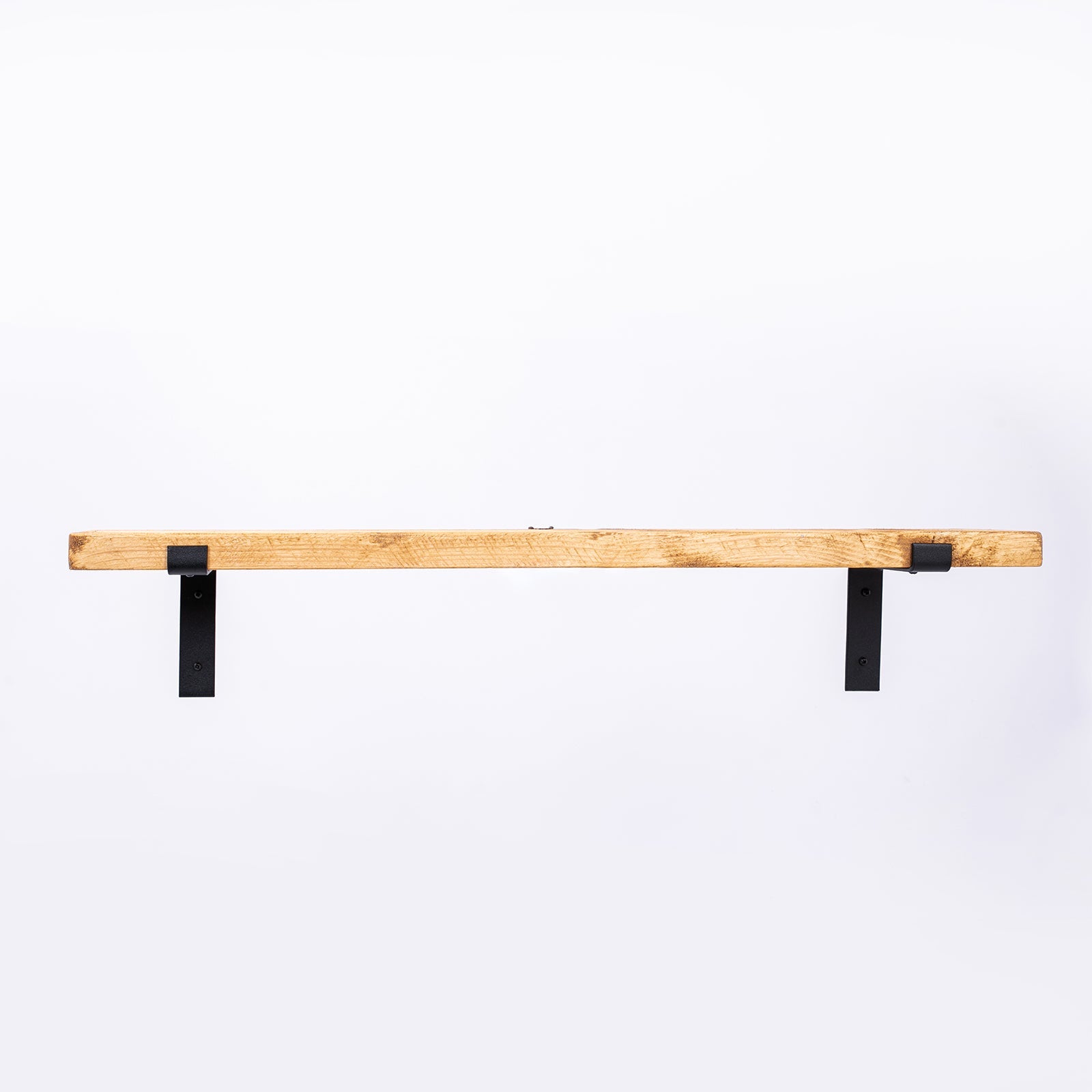Handmade Wooden Shelf with Black Steel Brackets - Cheshire Workshop