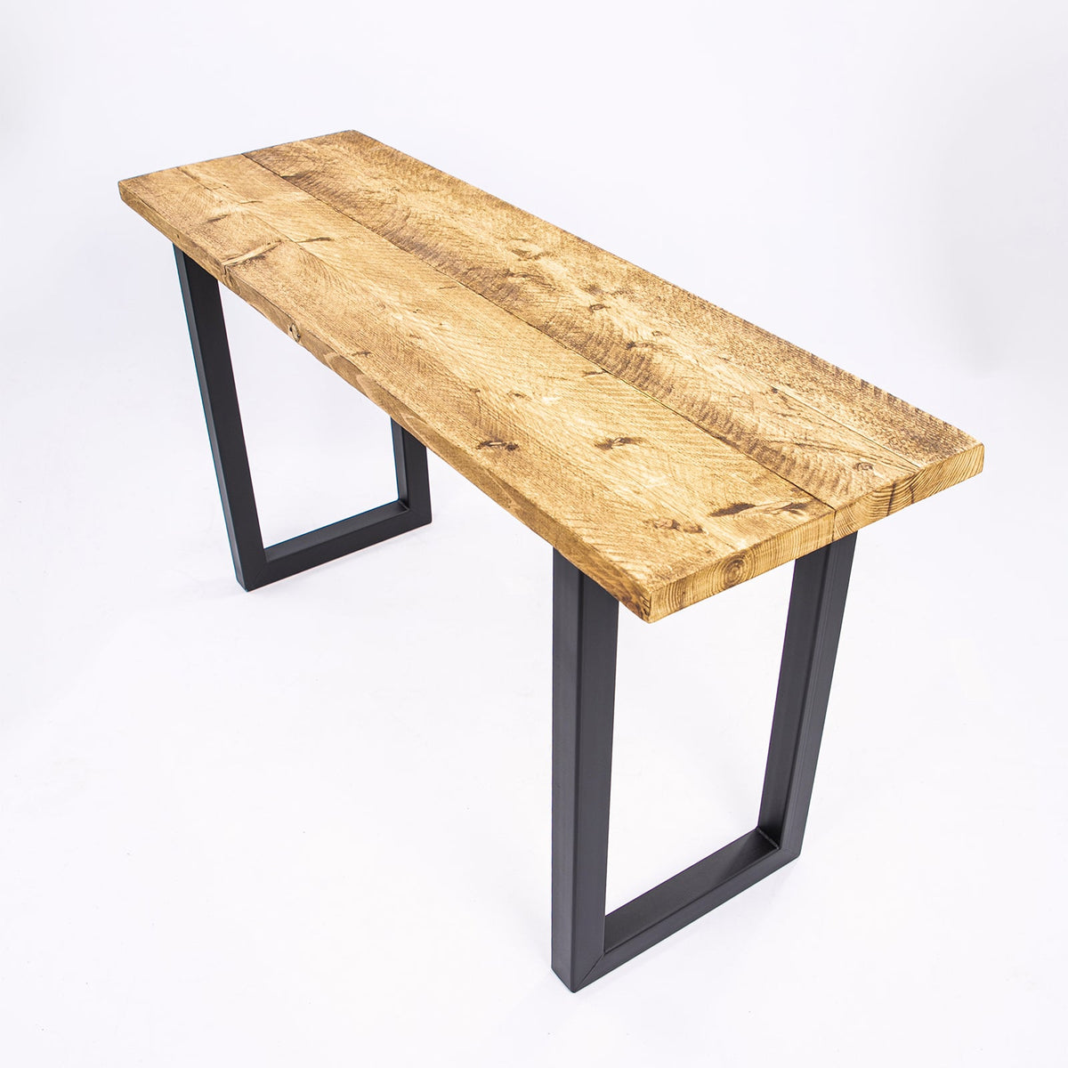 Handmade Wooden Table with Black Steel Legs – Perfect for Work Desk, Kitchen Bar