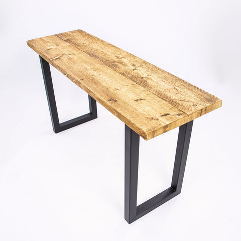 Handmade Wooden Table with Black Steel Legs – Perfect for Work Desk, Kitchen Bar