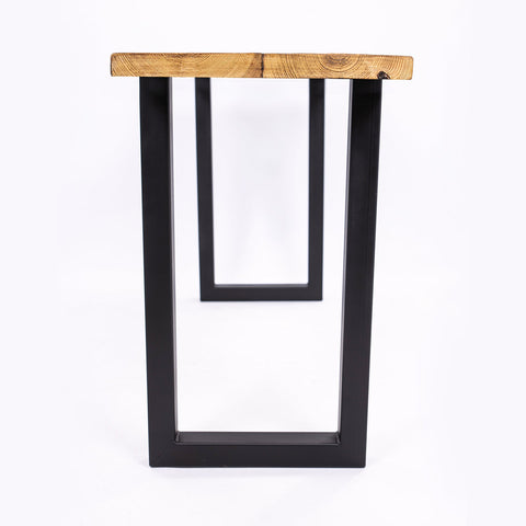 Handmade Wooden Table with Black Steel Legs – Perfect for Work Desk, Kitchen Bar
