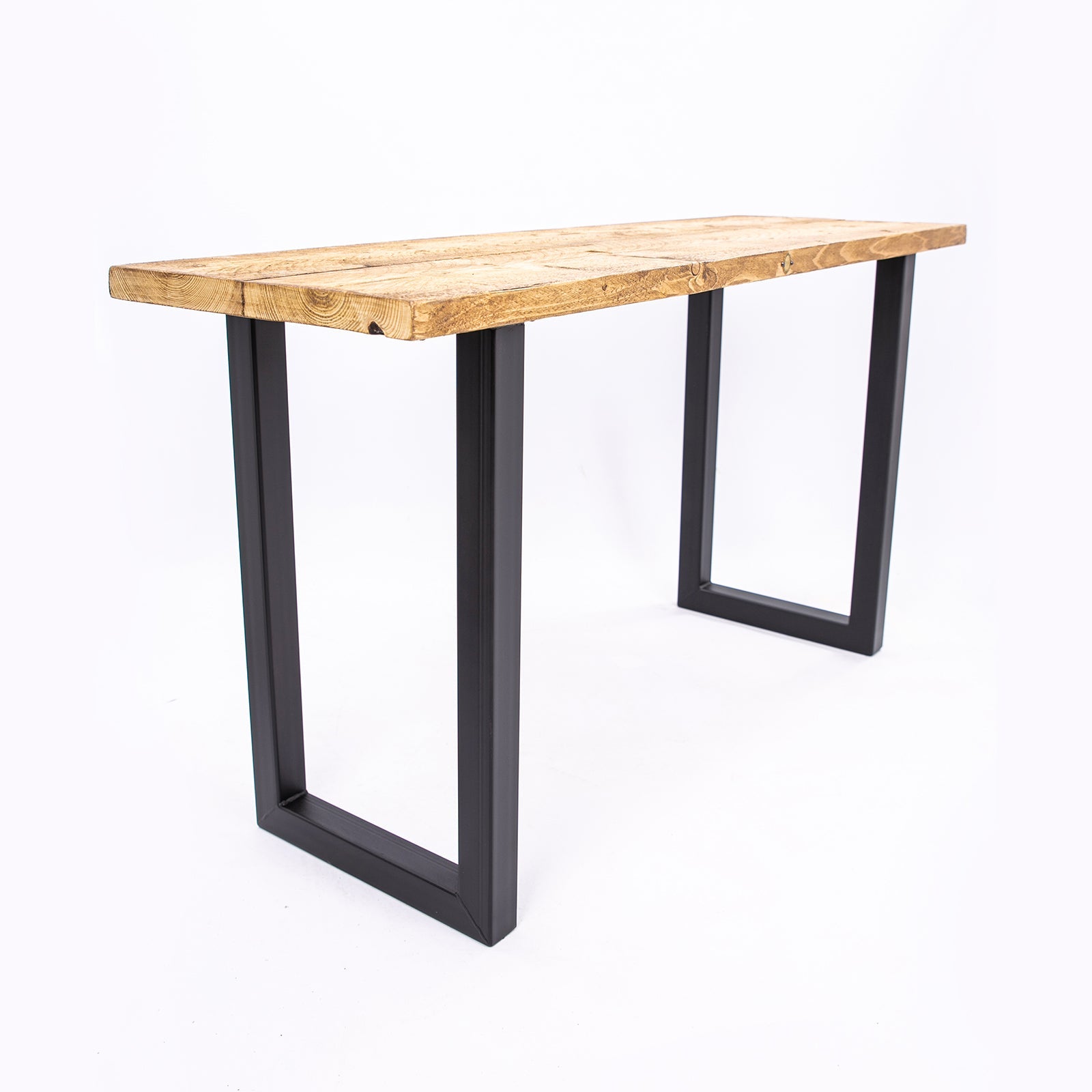 Handmade Wooden Table with Black Steel Legs – Perfect for Work Desk, Kitchen Bar