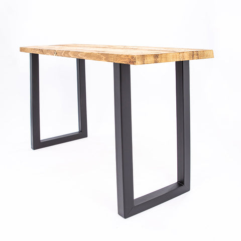 Handmade Wooden Table with Black Steel Legs – Perfect for Work Desk, Kitchen Bar