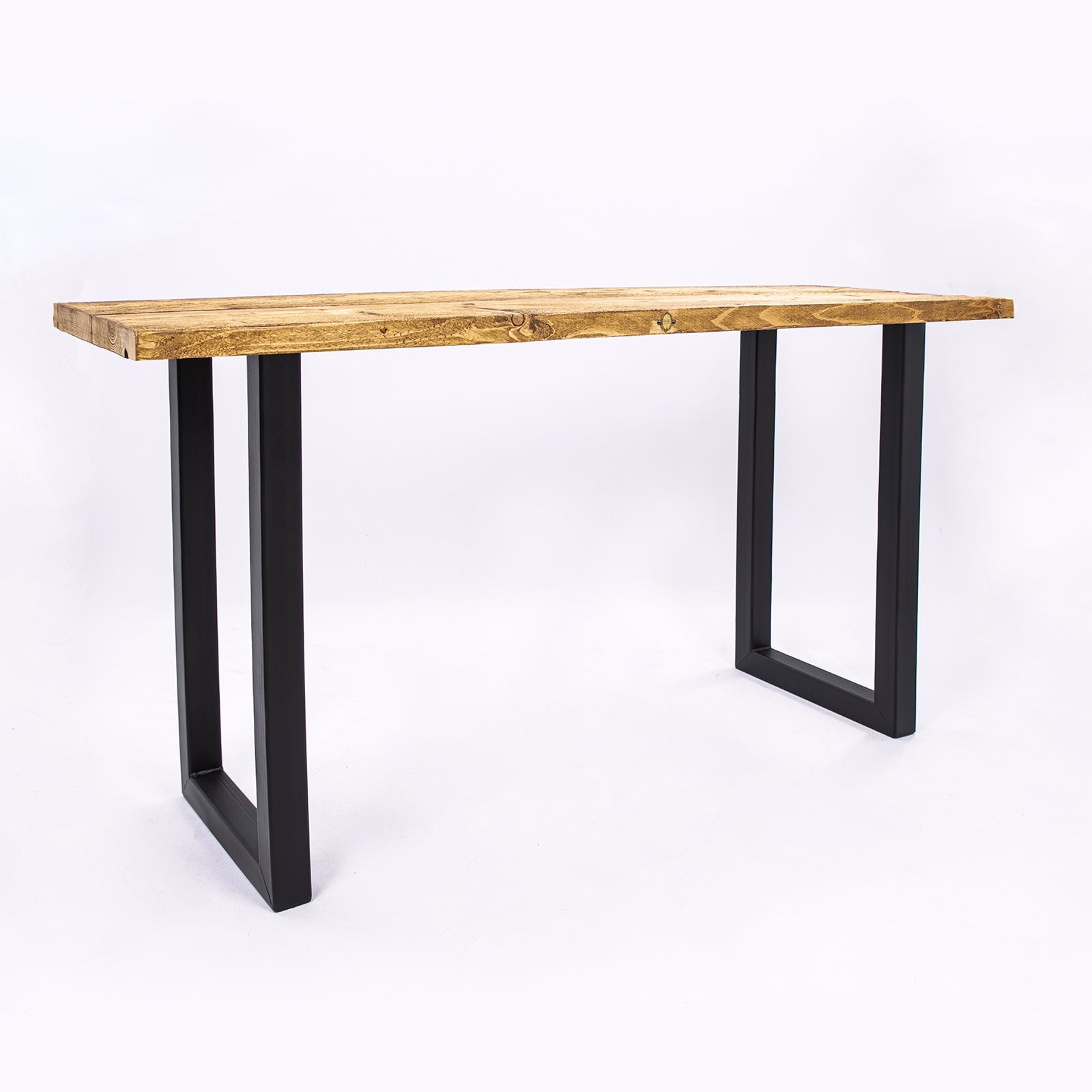Handmade Wooden Table with Black Steel Legs – Perfect for Work Desk, Kitchen Bar