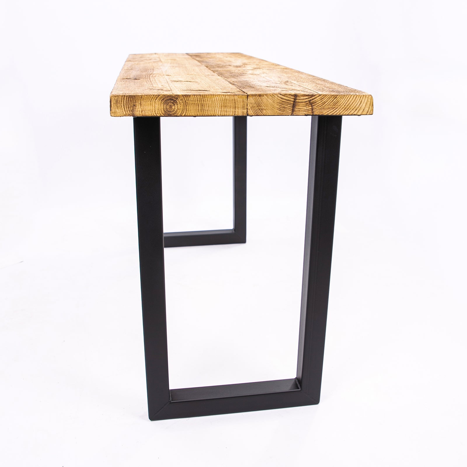 Handmade Wooden Table with Black Steel Legs – Perfect for Work Desk, Kitchen Bar