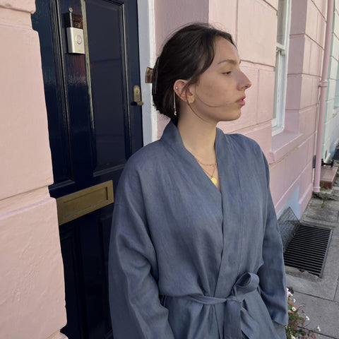 Hanover Ink Linen Kimono Robe