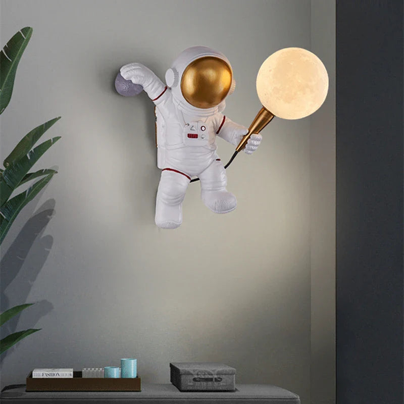 Astronaut LED Wall Light Plug In Moon Globe Kids Bedroom UK