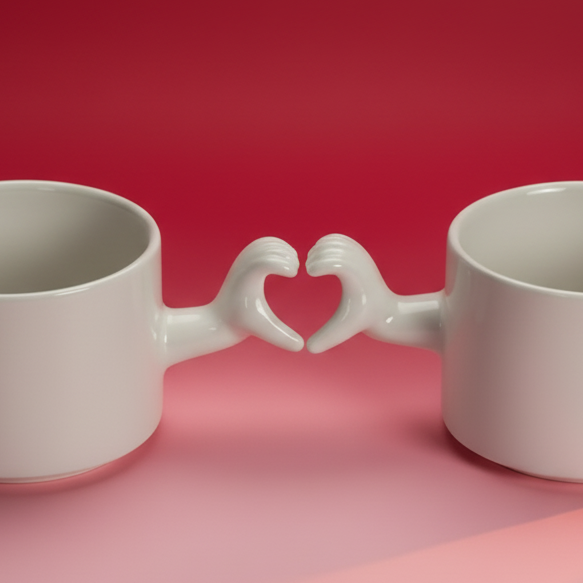 Heart Cup Set – Handmade Coffee Ceramic Cups for love