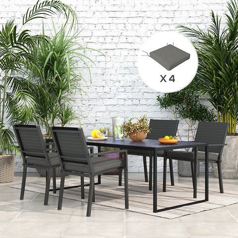 Outsunny 4-Piece Seat Cushions Pillow Replacement, Patio Chair Cushions Set with Ties for Indoor Outdoor, Charcoal Grey