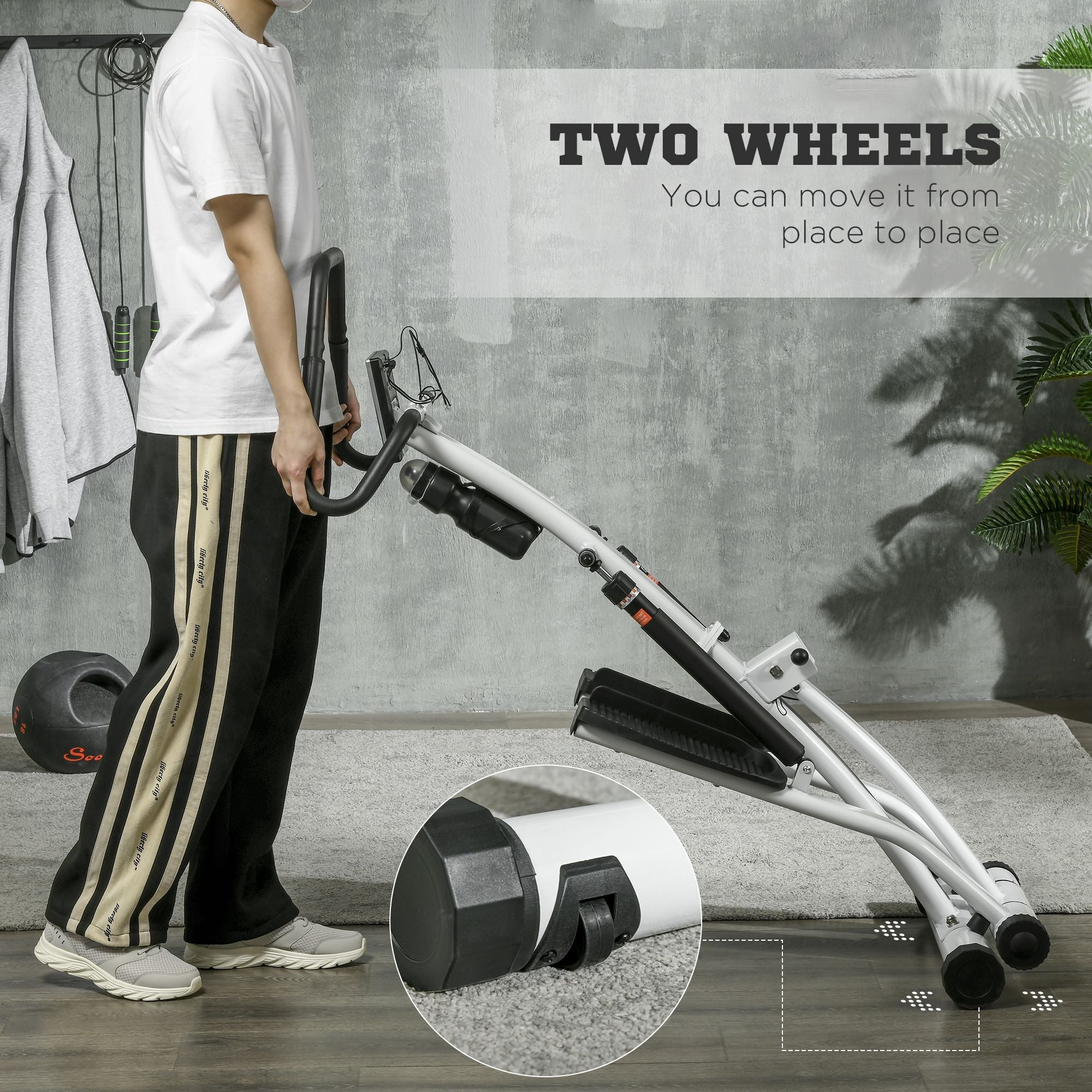 SPORTNOW Foldable Stepper Machine with 12-Level Hydraulic Resistance, Step Machine Exerciser with LCD Monitor and Drink Holder, for Home Fitness Workout, White and Black