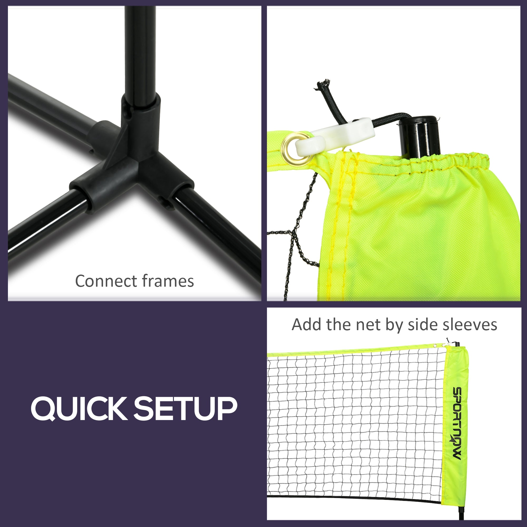 SPORTNOW 3m Badminton Net, Height Adjustable Outdoor Sports Net, with Carry Bag, for Tennis, Pickleball, Volleyball