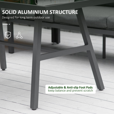 Outsunny\'c2\'a04\'c2\'a0Piece\'c2\'a0L-shaped Garden Furniture Set 8-Seater Aluminium Outdoor Dining Set Conversation Sofa Set w/ Bench, Dining Table & Cushions,\'c2\'a0Grey