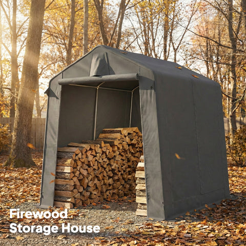 Outsunny 7.5 x 6.2 ft Outdoor Garden Storage Shed, Waterproof Bike Tent with Roll-Up Zipper Door and Vent, Dark Grey