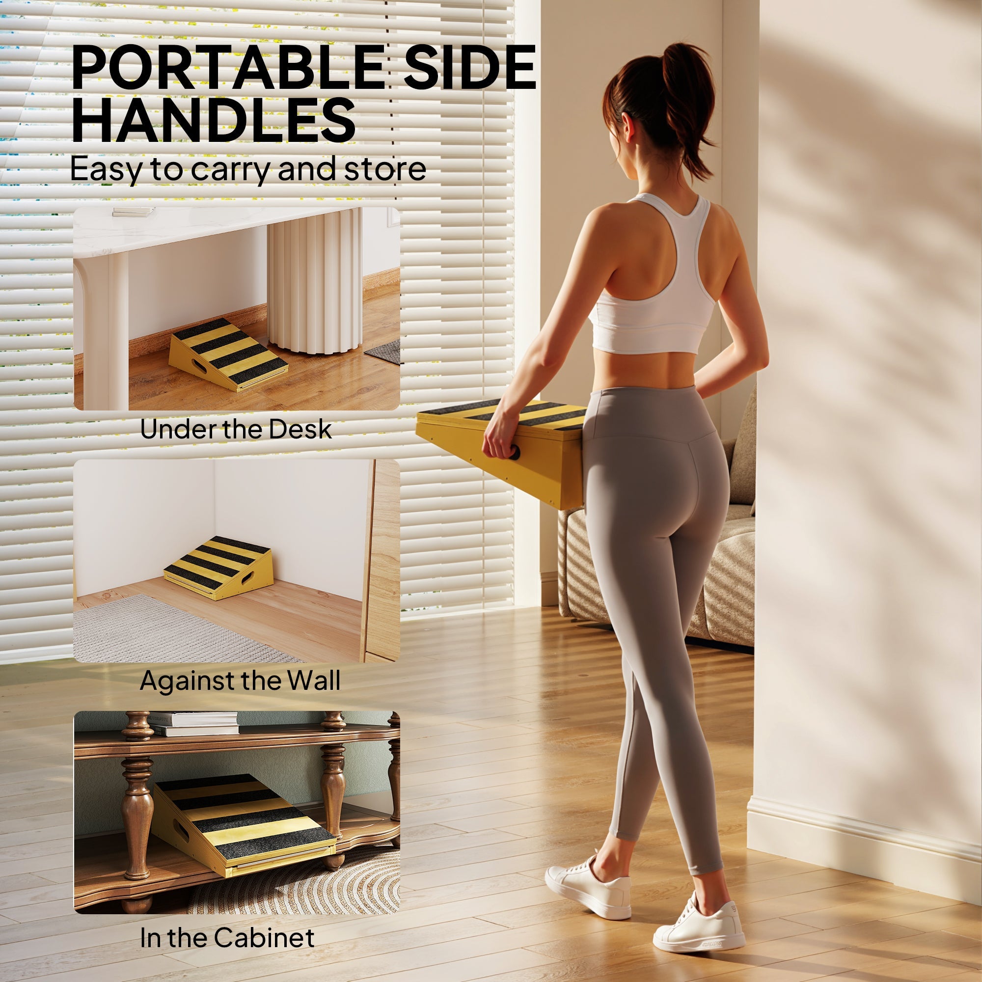 SPORTNOW Portable Slant Board, Adjustable Incline Board Calf Stretcher with Extra Side-Handle Design for Home Gym