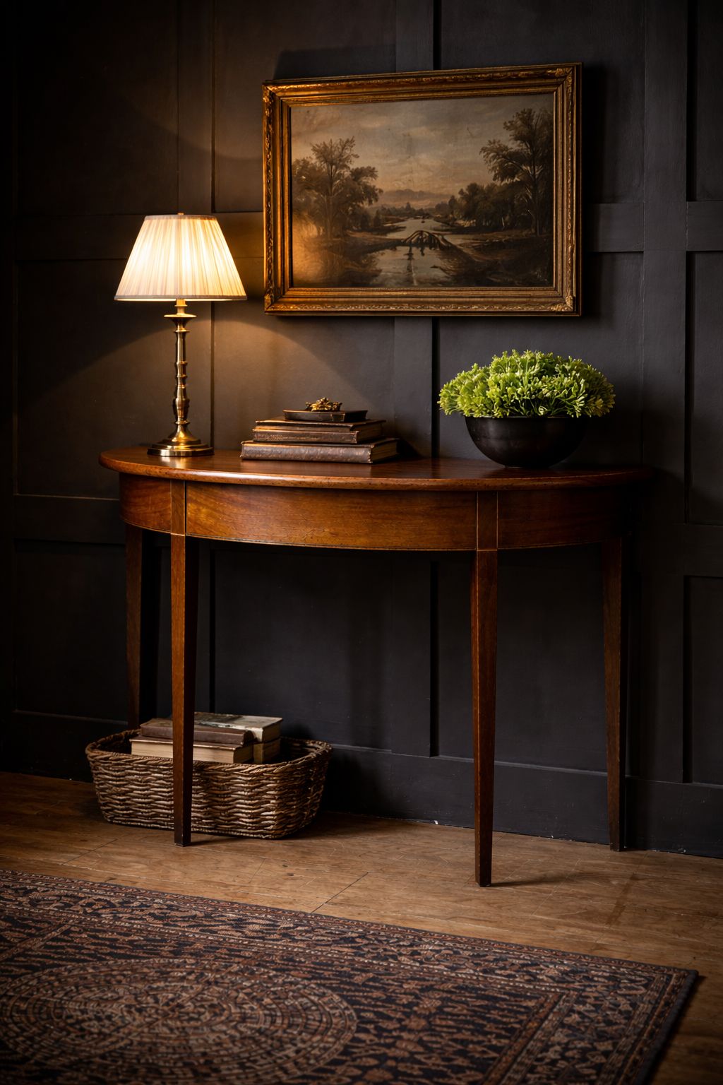 Antique Demi Lune Console Table Mahogany Hall Table Sideboard