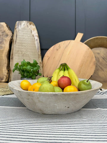 Vintage Bleached Wooden Serving Bowl / Fruit Bread Antipasti Cheese Board Tray