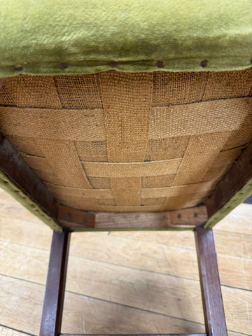 Antique Victorian Needlepoint Upholstered Stool with Mahogany Legs