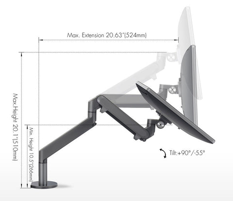 Single Gas Spring Monitor Arm