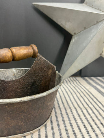 Vintage Small Metal Tray / Plant Pot Herb Planter / Metal Bucket Carry Caddie  (B)