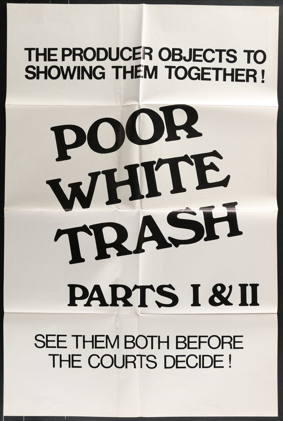 Poor White Trash (1970s) Original US One Sheet Movie Poster