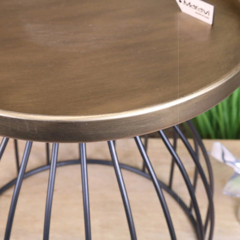 Palampur Gold Industrial Round Side Table