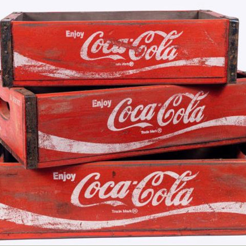 Set of 3 Wooden Coca Cola Trays