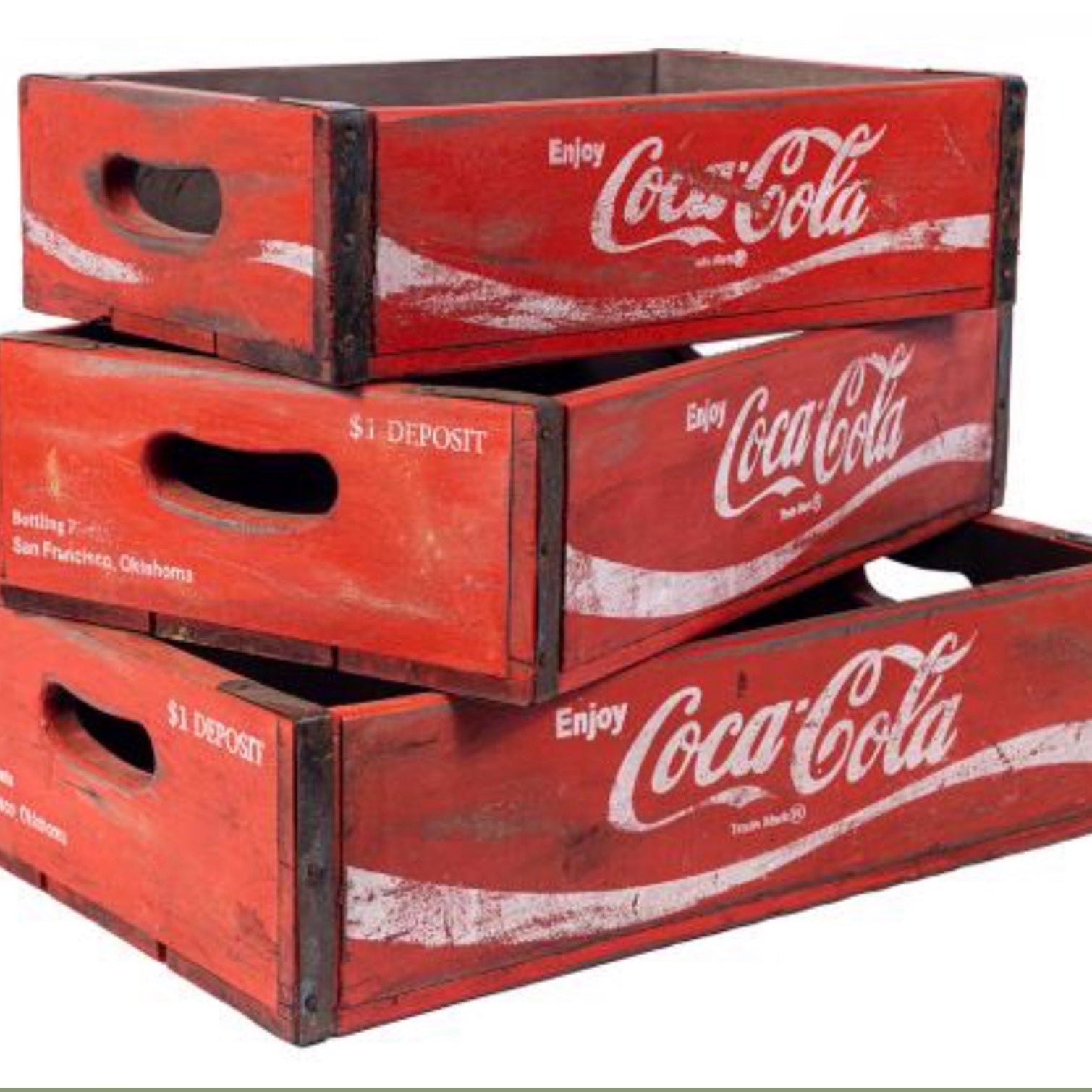 Set of 3 Wooden Coca Cola Trays