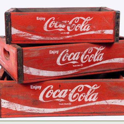 Set of 3 Wooden Coca Cola Trays