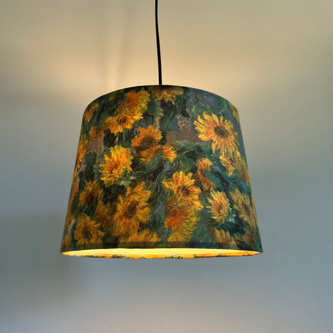 Van Gogh Sunflowers Velvet French Drum Lampshade | Handmade Ceiling Light Shade | UK