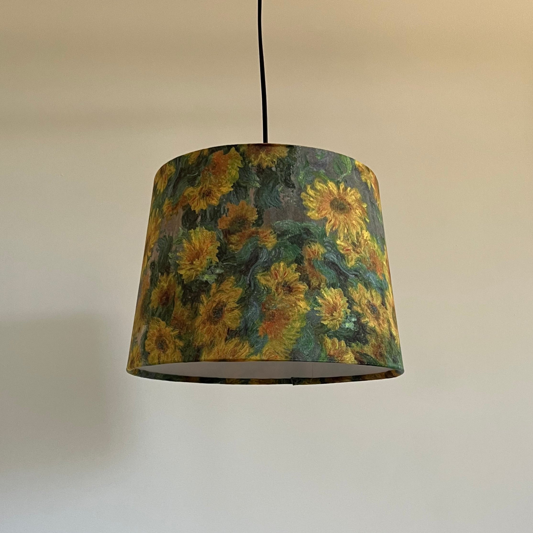 Van Gogh Sunflowers Velvet French Drum Lampshade | Handmade Ceiling Light Shade | UK