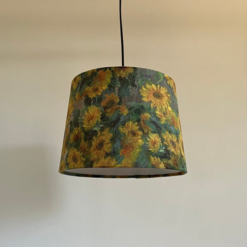 Van Gogh Sunflowers Velvet French Drum Lampshade | Handmade Ceiling Light Shade | UK