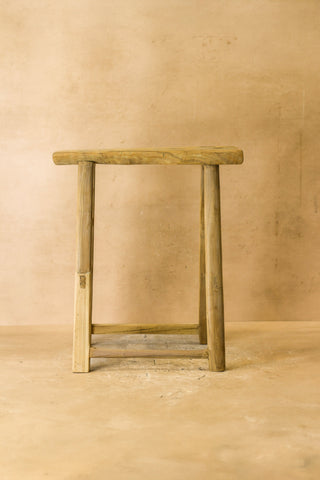 Vintage Rustic Elm Wood Stool - Medium - No 61