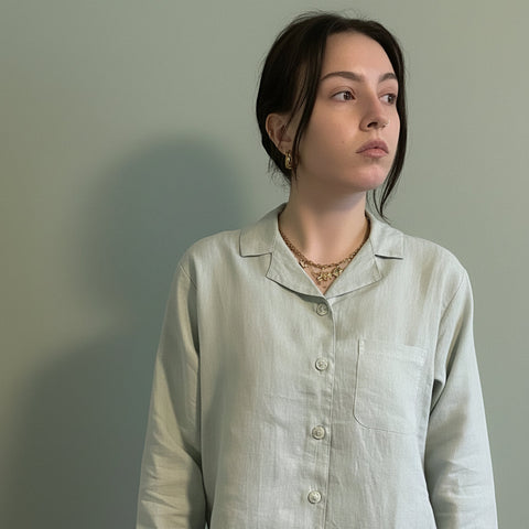 Bolney Eucalyptus Wide Leg Linen Pyjamas
