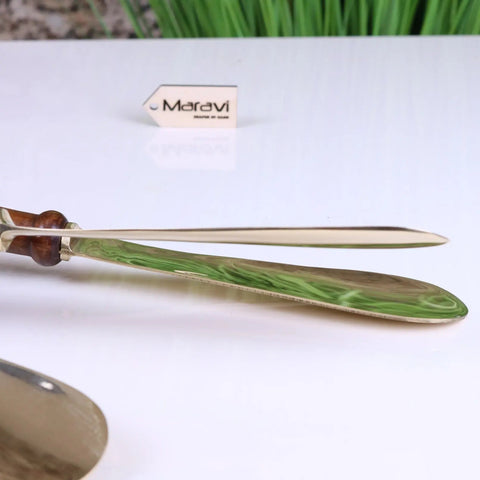 Naka Long Shoe Horn Wooden Brass Animal Top 46cm