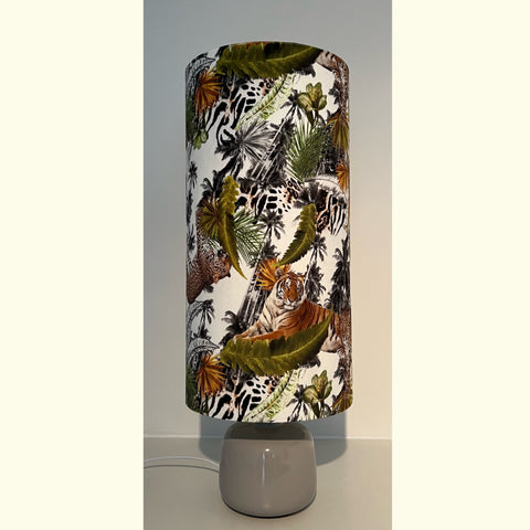 Tiger, cheetah jungle Velvet cylinder lampshade, extra tall lampshade