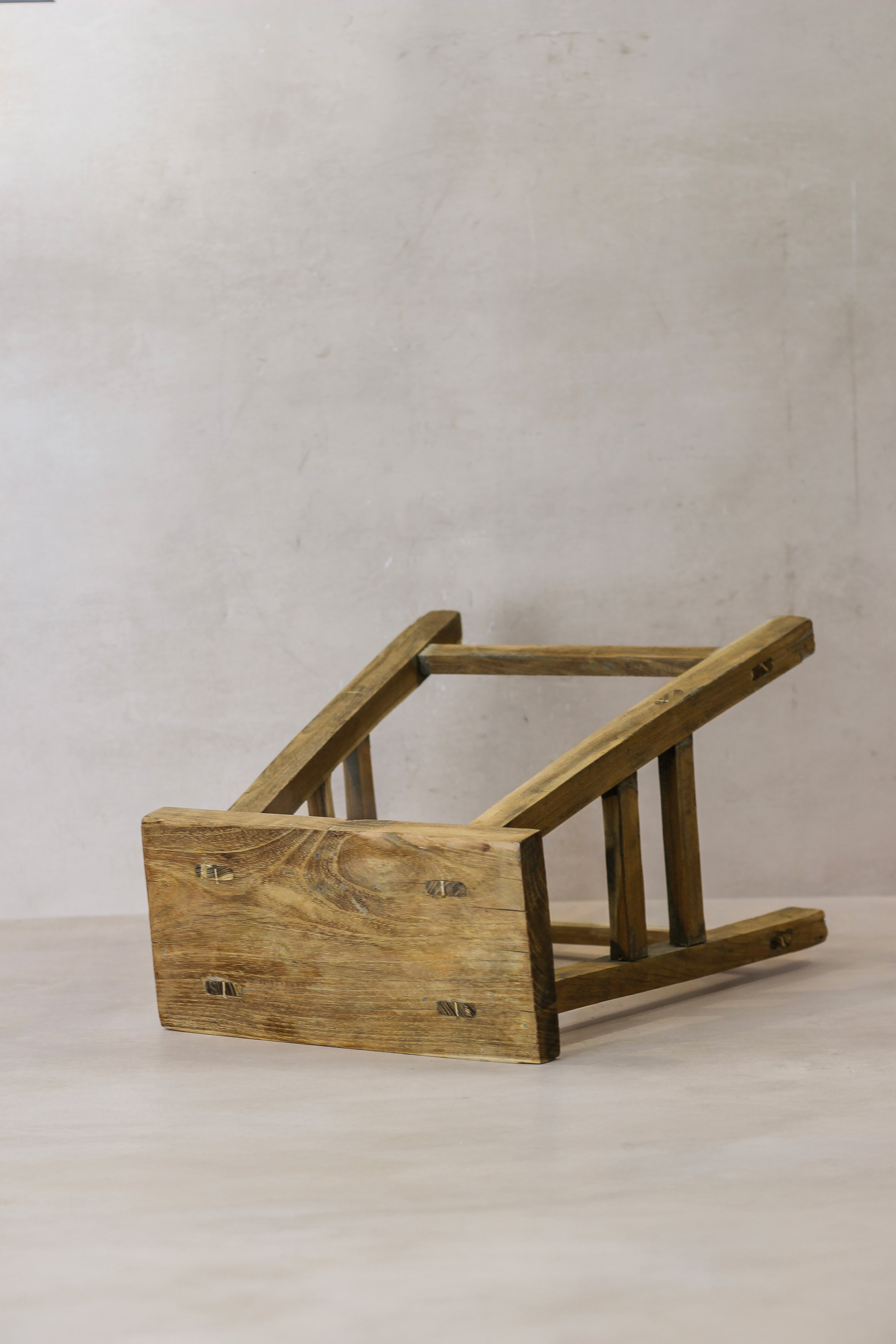 Vintage Rustic Elm Wood Stool - Medium - No 65