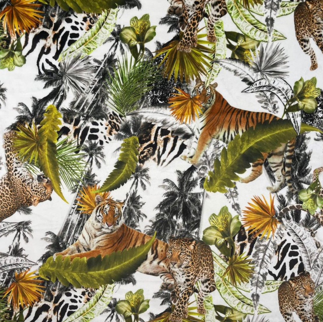 Tiger, cheetah jungle Velvet cylinder lampshade, extra tall lampshade