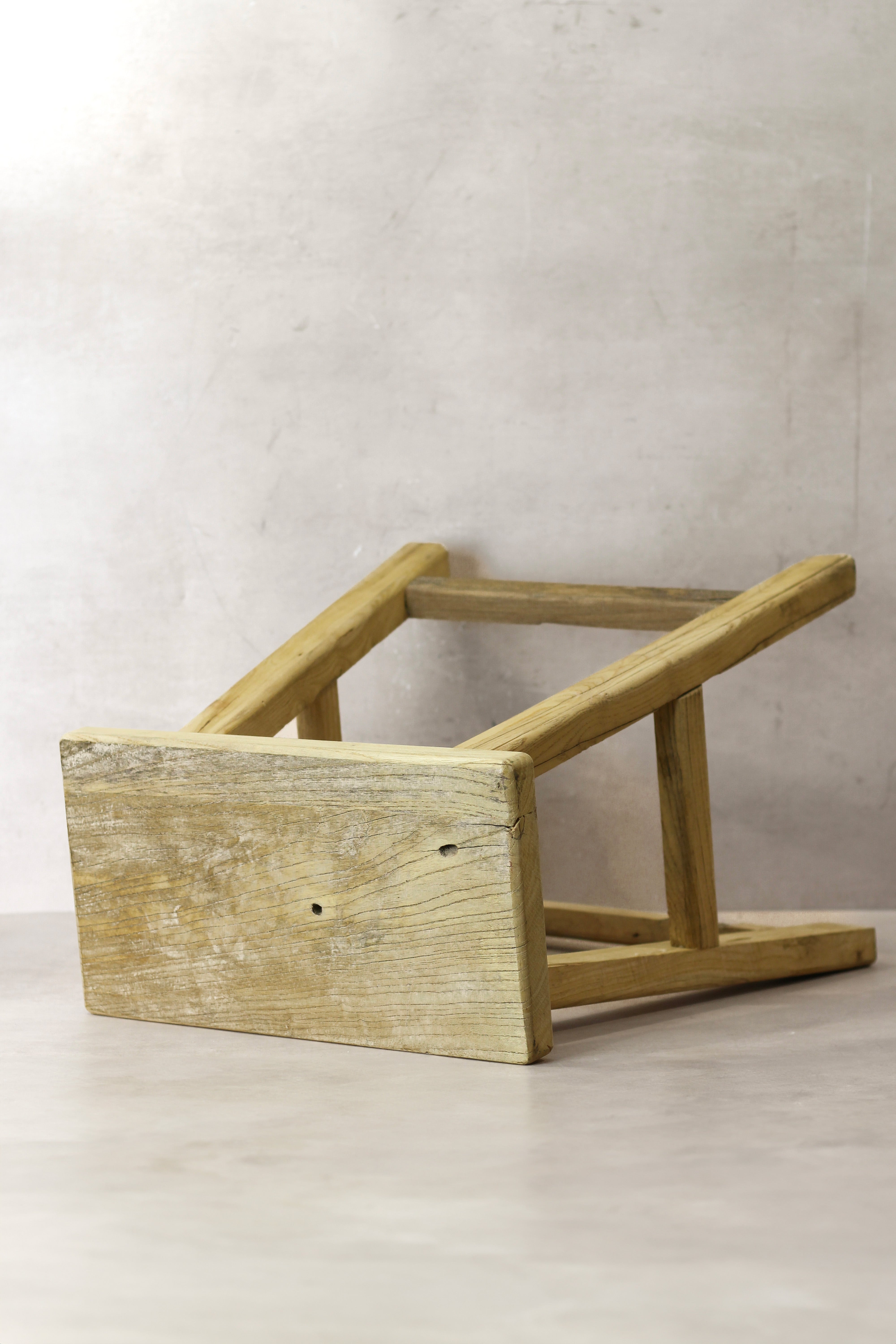 Vintage Rustic Elm Wood Stool - Medium - No 69