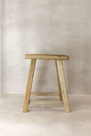 Vintage Rustic Elm Wood Stool - Medium - No 73