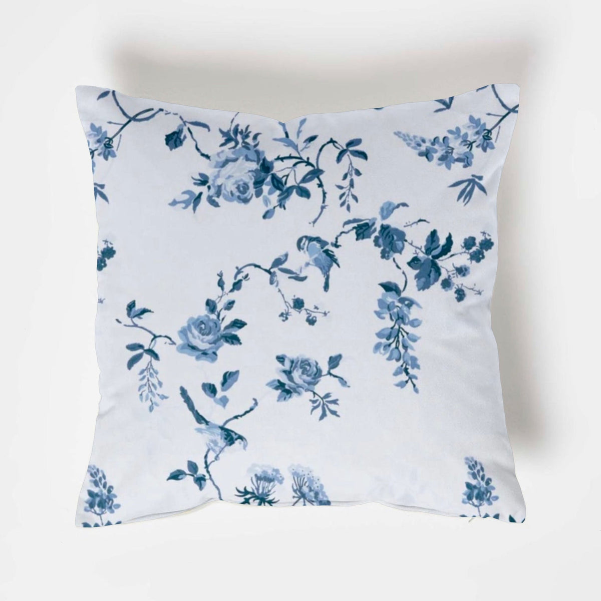 Birds and Roses cotton throw cushion