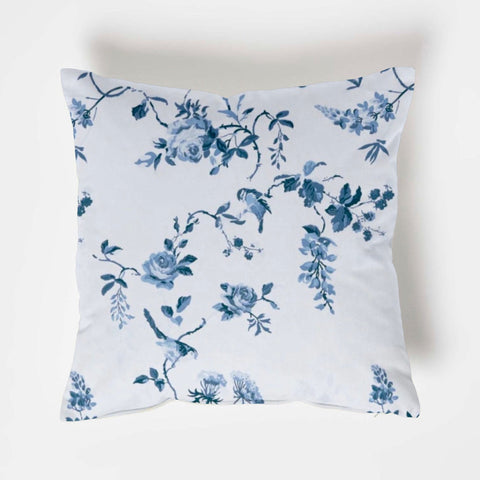 Birds and Roses cotton throw cushion