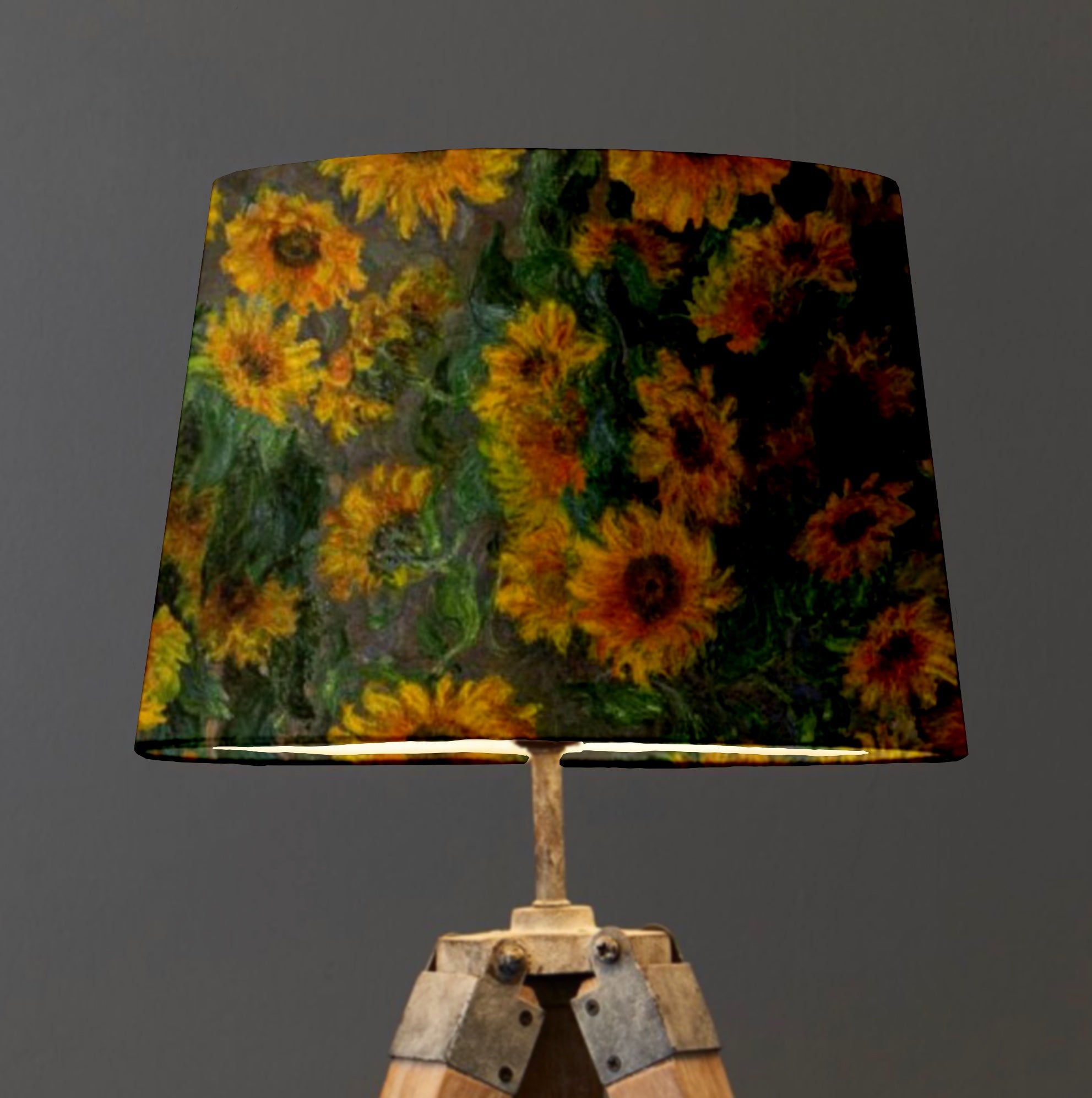 Van Gogh Sunflowers Velvet French Drum Lampshade | Handmade Ceiling Light Shade | UK