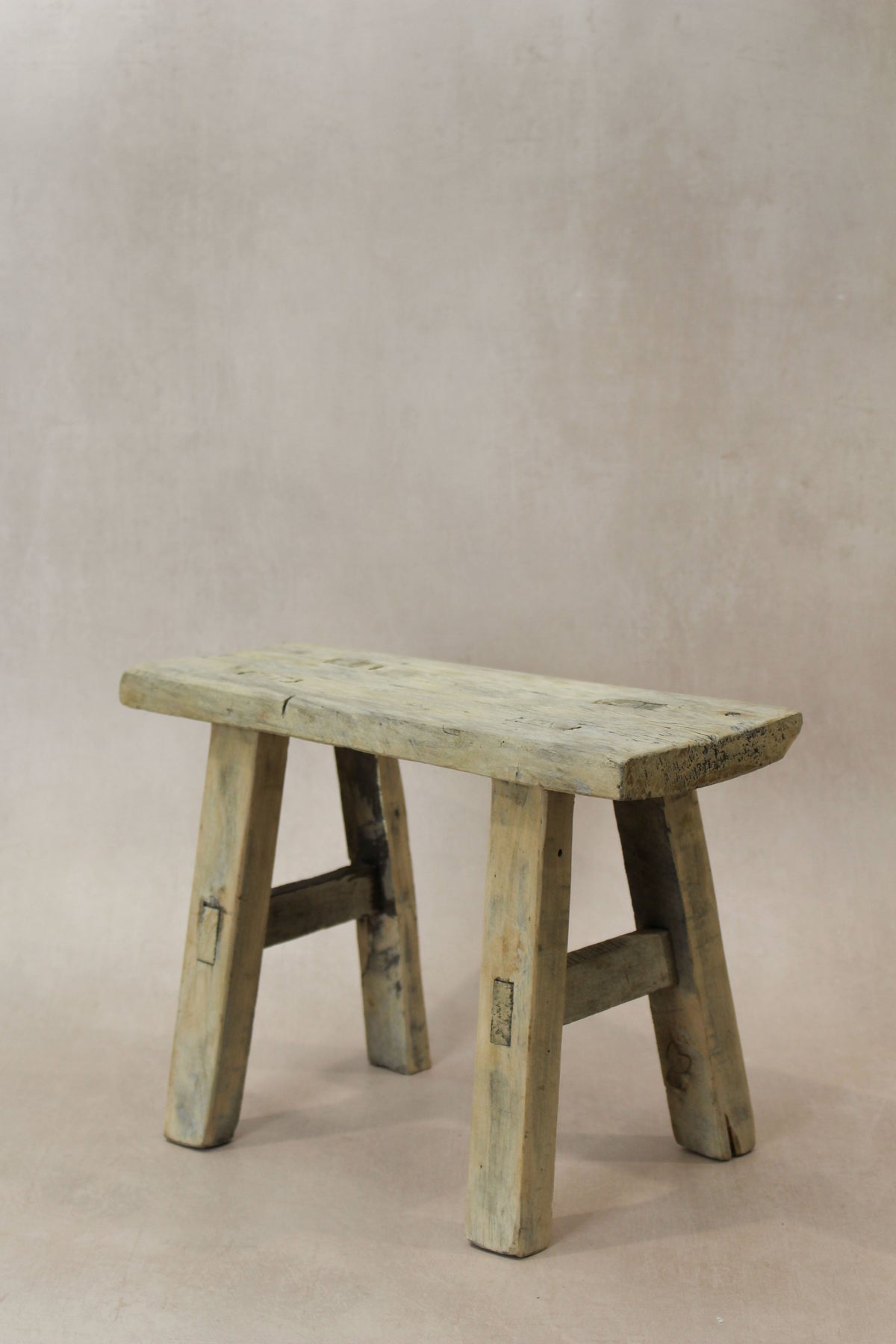 Vintage Rustic Elm Wood Stool - Small - No 23