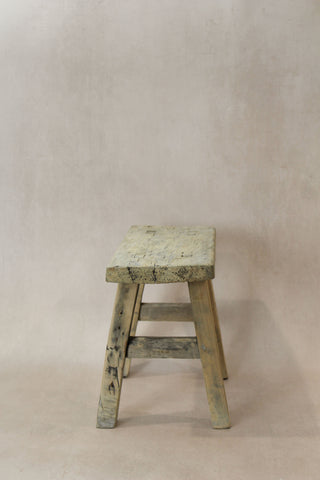 Vintage Rustic Elm Wood Stool - Small - No 23